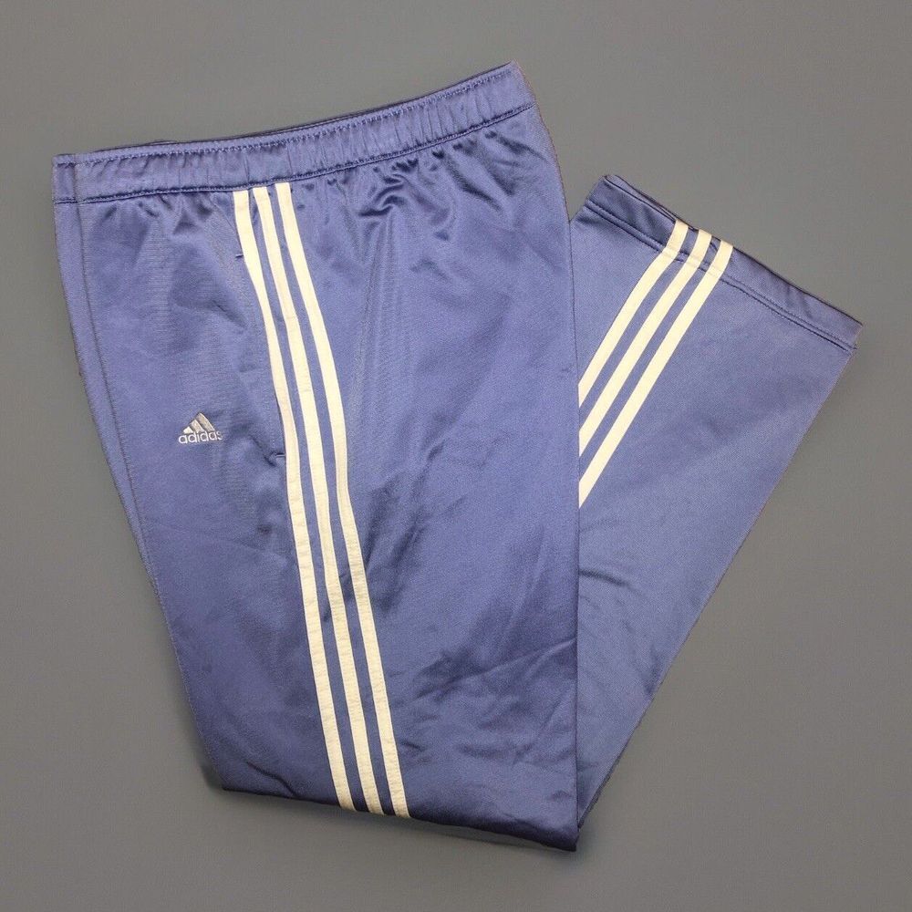 Adidas Track Pants Women's Y2K Baggy Straight‎ Leg Drawstring Sweatpants Lilac L